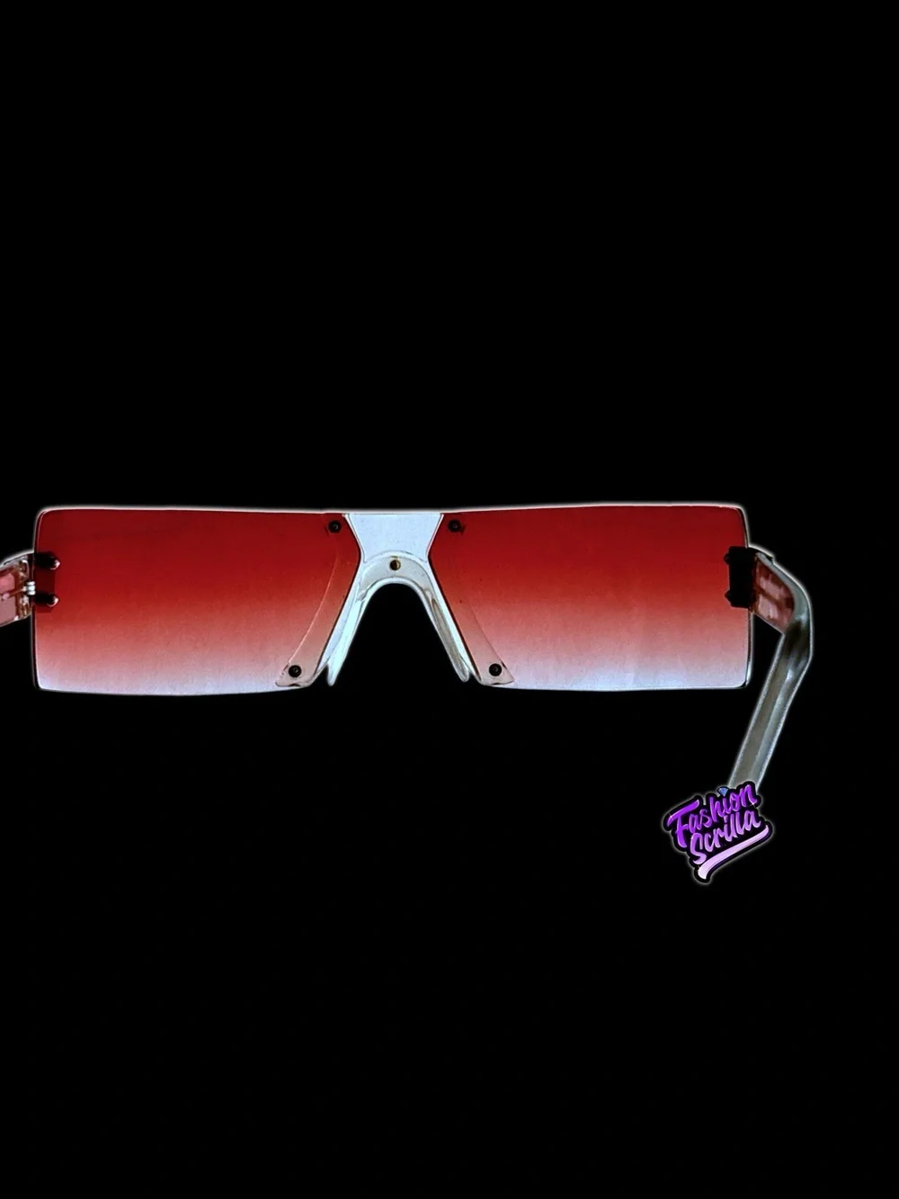 Vintage Chanel 2000s Rimless Wrap Around Y2K Neon Shield Translucent Sunglasses
